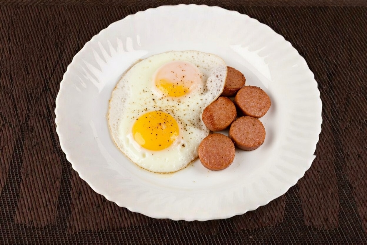 Яичница с колбасой